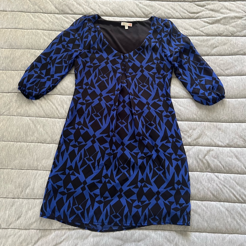 GB Girls black and blue geometric print dress. Size XS